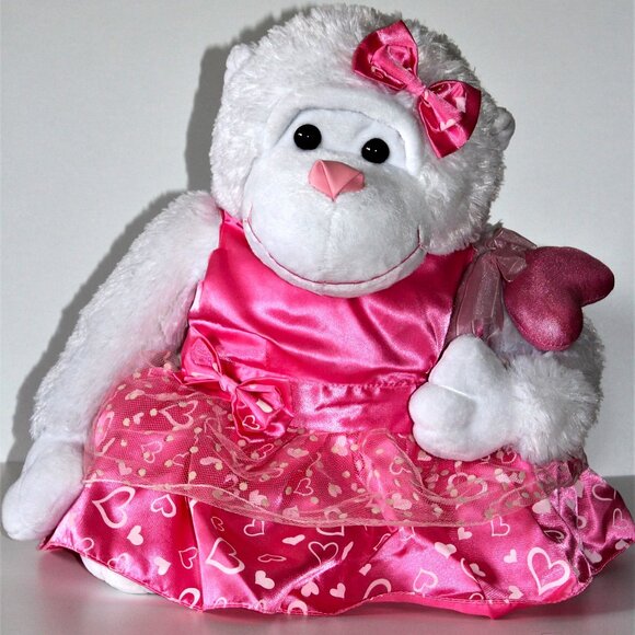Large Gorilla Plush in Pink Dress and Bows - Picture 1 of 16